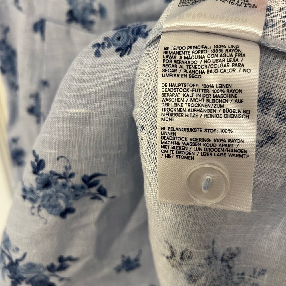 Reformation Celosia linen mini dress blue floral print in Crystalline Size 4 - Picture 11 of 11